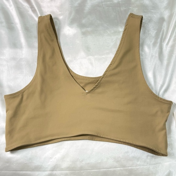Steele Anthropologie Crop Top V Neck Sleeveless Large Tan Capsule Wardrobe New - Picture 5 of 9